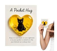 Kuehssn Cat Hug,Motivitional Heart-Shaped Keepsake - Cat Desk Ornament with Positive Card | for Sympathy, Encouragement, Bookshelf, Bedside, Collection, Christmas Display