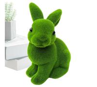 Kuehssn Easter Flocked Bunny, Artificial Moss Flocked Bunny Sculpture, Flocked Rabbit Statue, Green Rabbit Statue Spring Festival Garden Landscape Decorations