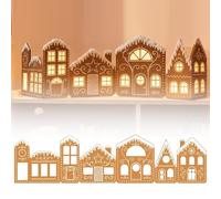 Kuehssn Gingerbread House Cardboard Set - Lighted Paper Gingerbread Houses With LED Lights | Battery Operated Cardboard Table Centerpieces, For Kitchen Bedroom Room Office Apartment