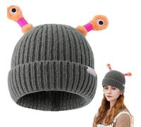 Kuehssn Glowing Little Mon-Ster Knit Hat, Funny Mon-Ster Tentacle Hat with LED Light, Winter Parent-Child Cute Glowing Little Mon-Ster Knit Hat, Unisex Beanie Hats Grey