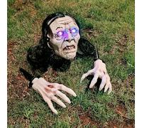 Kuehssn Halloween Skeleton Stakes, Outdoor Rising From Ground Skeleton, 3pcs Fake Skeletons Head And Hands Set With Light And Sound, Spooky Props Decoration For Yard Haunted House Lawn Patio