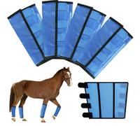 KUEIOX Mesh Horse Fly Boots Set of 4，Adjustable and Universal Loose Fitting & Non-Slip Horse Fly Leggings for Horses,Reduce Stressful Stomping (Blue)