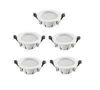 KUELVTYIT 5 Pcs/Set 6W/9W/12W/18W Led Round White Recessed Ceiling Downlights No Strobe Energy Saving Spotlights Market Home Villa Hotel Aisle Decorative Panel Lamp Fittings(Warm Light,12W)