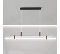 KUENCE Nordic Minimalist Linear Pendant Light Golden Table LED Strip Hanging Ceiling Light Tube Suspended Chandelier for Kitchen Island Living Room Lighting (115 * 18cm)