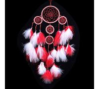 KUENG Dream Catcher Hoops Dream Catcher Kit Dream Catcher Kits For Kids Large Dream Catcher Wall Hanging For Kids Bedroom Accessories Girls Bedroom Storage red white