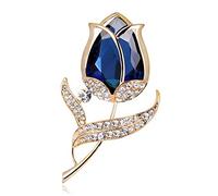 KUENG Novelty Brooches Badge Poppy Brooches Rhinestone Brooch Diamante Brooch Brooches for Women Safety Pin Brooch Flower Brooch Large Ladies Brooches Blue