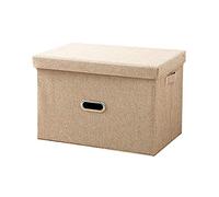 KUENG Storage Baskets With Lids Canvas Storage Box Fabric Storage Boxes Cube Storage Boxes Storage Units With Boxes Kids Storage Boxes beige,M