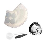 Kueohse 1 Pack Reusable Capsules with 100 Foil Lids- Stainless Steel Refillable Coffee Pods for Machines