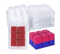 Kueohse 100 Packs Wax Melt Clamshells Molds, Clear Empty Plastic Square Tray for Wax Tarts Candles