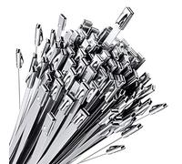 Kueohse 100Pcs Chain Link Fence Ties,Multi-Purpose Self-Locking Stainless Steel Zip Ties for Outdoor Garden Farm Pet Cages Fence