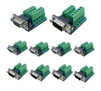 Kueohse 10PCS DB9 Solderless Connector, RS232 D-SUB Serial to 2 Row 9-Pin Port Terminal Adapter Breakout Board with Nuts