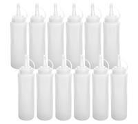 Kueohse 12 Pack 8 Oz Squeeze Squirt Condiment Bottles with Twist on Cap Lids for Sauce, Ketchup, BBQ, Dressing, Paint