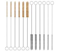 Kueohse 12-Pieces Brass Wire Brush Stainless Steel Wire Brush Set 12 Inch Long Bottle Brush Tube Cleaning Brush Bore Brush