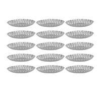 Kueohse 15 Pieces Fruit Cake Mould About 9.5cm Silver for Kitchen Dessert French Cheese Long Ribbed Edge Small Boat Shape Cake Mould