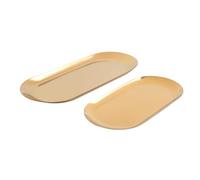 Kueohse 2 Sets Gold Oval Stainless Steel Trinket Tray,Towel Storage Dish Plate Tea Fruit Trays Cosmetics Jewelry Plate