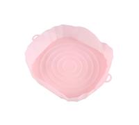Kueohse 20Cm Air Fryers Oven Baking Tray Fried Chicken Basket Mat AirFryer Silicone Pot Round Replacemen Grill Pan Pink