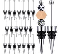 Kueohse 20Pcs Beaded Wine Stoppers for Wine Bottle Decoration Beaded Wine Stoppers Reusable Alloy Wine Keepers for Beverage Gift