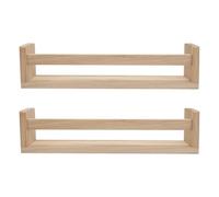Kueohse 2Pcs Bookshelf,Natural Wood Floating Wall Bookshelf for Kids,Nursery Shelves for Wall,Bathroom Decor, Kitchen Spice Rack