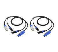 Kueohse 2X High Quality Powercon 3-Pin XLR Combo Cable 1m DMX512 Power Con Cable for Stage Lighting Led Screen