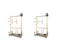 Kueohse 2X Parrots Playground,Natural Wooden Parrot Perch Gym Play Stand Parakeet Ladders with Feeder Cups