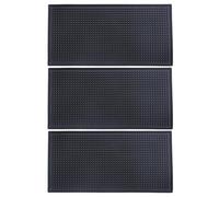 Kueohse 3 Pack Black Bar Mat Spill Mat Glass Drying Mat Cocktail Mixing Service Mat for Counter Top(12inch(L) x 6inch(W))