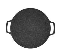 Kueohse 35cm Thick Cast Iron Frying Pan Flat Pancake Griddle Non-Stick Bbq Grill Induction Cooker Open Flame Cooking Pot