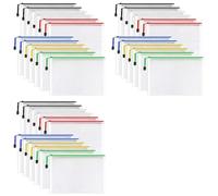 Kueohse 36Pcs A4 Zip Folders Mesh Zipper Pouch Document Bag, Plastic Zip File Folders, Letter Size/A4 Size for Supplies