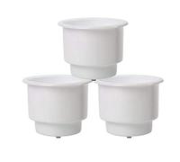 Kueohse 3Pcs Recessed Drop in Plastic Cup Drink Can Holder with Drain for Boat Car Marine Rv (White)