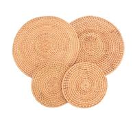 Kueohse 4 Pack Handwoven Rattan Coasters,Table Woven Trivet for Hot Dishes Plates Cup,Pot Holder for Table,Heat Mats