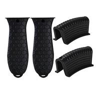 Kueohse 4 Pack Silicone Hot Handle Holders Cover Cast Iron Skillet Handle Cover Pot Handle Holder Sleeve Heat -Black