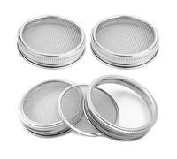 Kueohse 4 Piece Sprouting Jar Lid Silver Stainless Steel 86mm for Wide and Wide Mouth Jar for Growing Sprouts