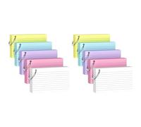 Kueohse 500-Pack 3x5 Inch Colored Index Cards with Key Ring - Heavyweight 180gsm for Effective Study and Organization