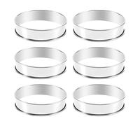 Kueohse 6 PCS Cooking Round Cake Ring Mold, Stainless Steel Muffin Tart Rings, Metal Molds Double Rolled Crumpet Circular Pastry