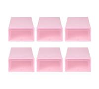 Kueohse 6-Piece Candy Color Shoe Box, Transparent Plastic Shoe Storage Box, Shoe Cabinet Storage Drawer Rectangle Pink