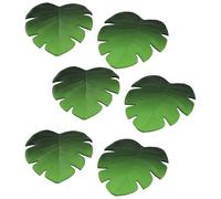 Kueohse 6Pc Tropical Artificial Palm Leaves EVA Coasters Cup Bowl Pad Mat Coffee Tea Cup Mats Drink Coasters Hawaii Theme Party Decor-Green
