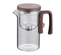 Kueohse 720ML Glass Teapot Water Separation Inner Container One Click Magnetic Switch Tea Filtration Tea Pot Wood Handle Cup Set