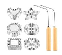 Kueohse 8Pcs Rosettes Timbale Set Rosette Iron Set with Handle, Lotus Flower Bunuelos Cookie Maker Mold, Funnel Cake Maker Set Kit