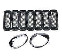 Kueohse 9Pcs Front Grille Grill Mesh Grille Insert Kit + Style Headlight Lamp Cover Trim for 2011-2016