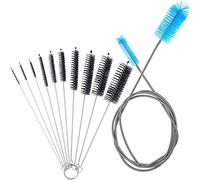 Kueohse Aquarium Filter Brush Set, Flexible Double Ended Bristles Hose Pipe Cleaner with Stainless Steel Long Cleaning Brush