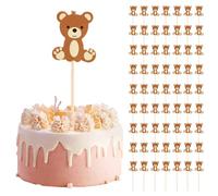 Kueohse Cute Bear Food Picks Wedding Birthday Party Baby Shower Decoration Supplies 100PCS Wood