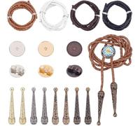 Kueohse DIY Bolo Tie Assembly Kit - Includes 4 Sets of End Caps and Flat Round Buckles for Custom Bolo Ties