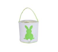 Kueohse Easter Bunny Basket Buckets, Cute Personalized Canvas Cotton Tote Bags Basket for Easter Party Gift Green-White