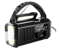Kueohse Emergency Weather Radio Hand-Cranked Solar Radio 20000mAh Radio FM/AM/Hand Crank Radio Flashlight Black