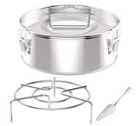 Kueohse Flan Pan Flaneras Mold, Stainless Steel Flan Mold with Lid - Flan Maker for 6 Quart Pot(3QT, 8QT Avail) - with Rack Easy Install