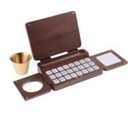 Kueohse Foldable 24 Grids Travel Watercolor Palette Portable Walnut Wood Palette Box for Plein Air Painting