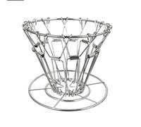 Kueohse Foldable Coffee Filter Portable Coffee Filter Steel Cone Pour over Coffee Dripper Stand Holder Silver