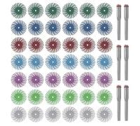 Kueohse for Rotary Tool 1" Radial Bristle Disc Kit 42pcs 1/8" Shank Mixed Grit Abrasive Brush -Polishing Pad