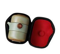 Kueohse Japanese-Style Ceramic Teapot Lid Bowl Teacup Handmade Portable Travel Tea Set-Green