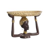 Kueohse Lady Statue Tray African Table Centerpieces Resin Ornament Sculpture Craft for Home Desktop Offic