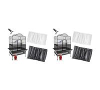 Kueohse Large Bird Cage Cover, Bird Cage Seeds Catcher, Adjustable Soft Nylon Mesh Net, Birdcage Cover Skirt Seeds Guard 4pcs